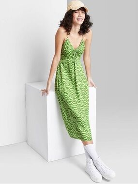 wild fable Green Zebra-Print Slip Dress